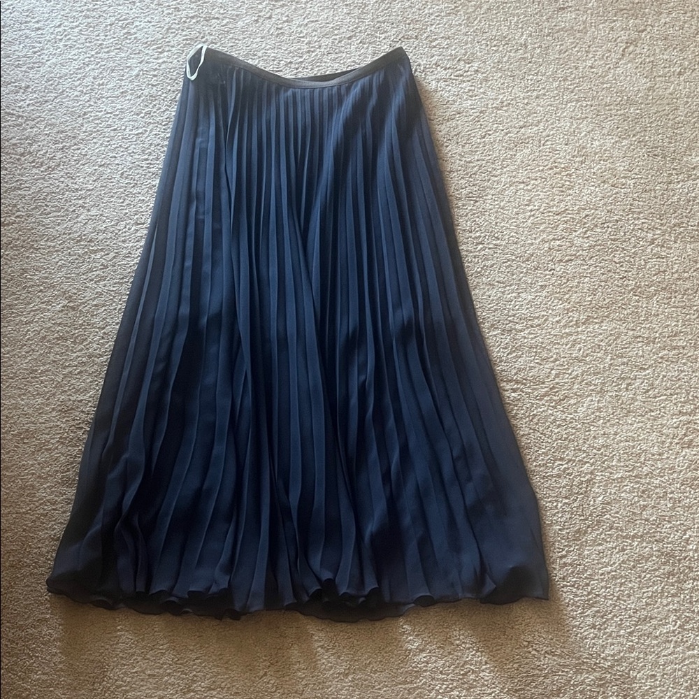 Peserico Navy Blue Pleated Maxi Skirt